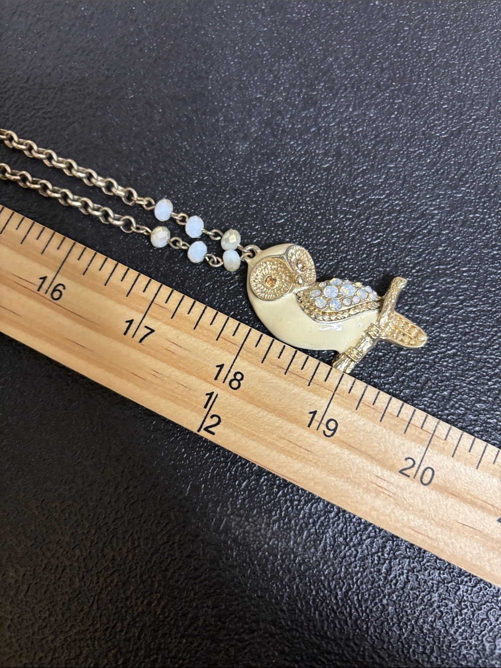 Owl Rhinestone Gold Tone Parrot Pendant Long Necklace - Women Jewelry - Picture 6 of 7